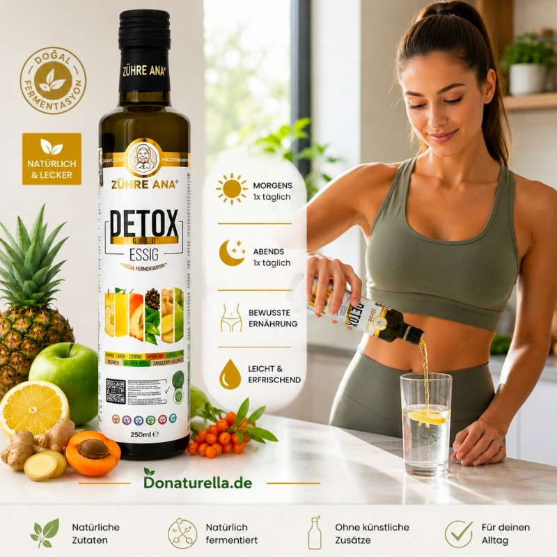 Detox Gold Essig 250 ml – Natürlich fermentierter Fruchtessig | Zühre Ana