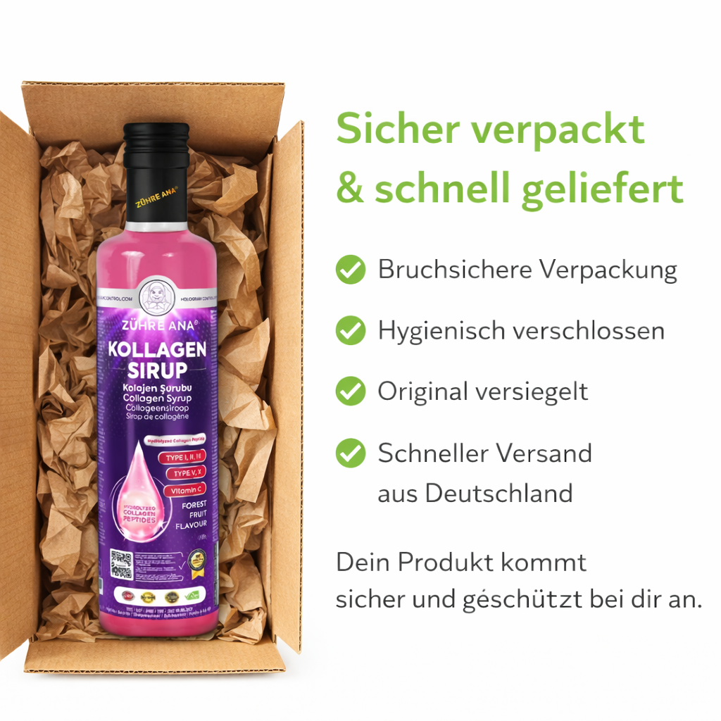 Zühre Ana Kollagen Sirup 250 ml – Flüssiger Kollagen Sirup mit Vitamin C, Waldfrucht Geschmack