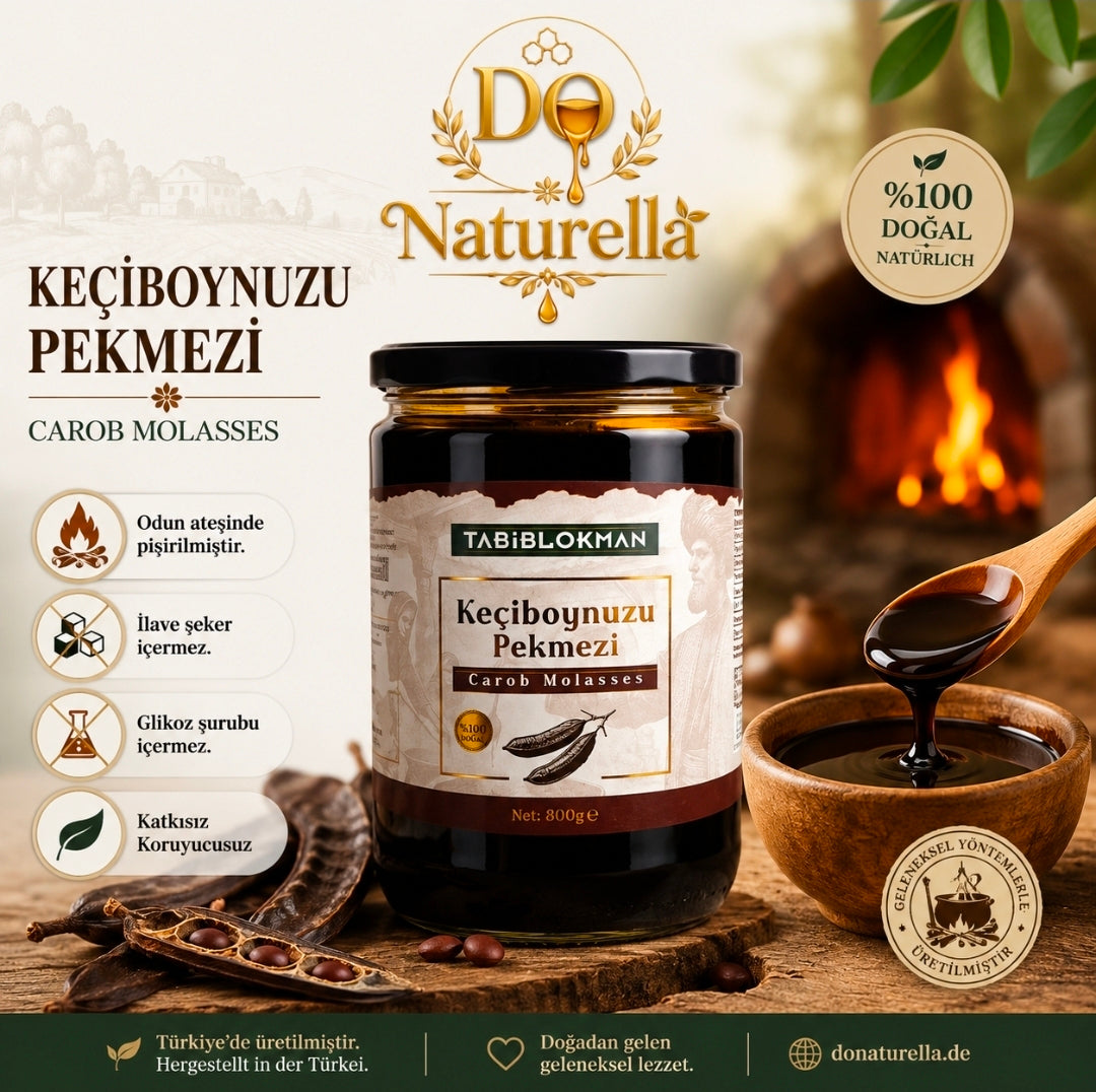 Johannisbrotmelasse (Keçiboynuzu Pekmezi) – Traditionell über Holzfeuer hergestellt, 100 % Natürlich, Ohne Zusatzstoffe – 800 g