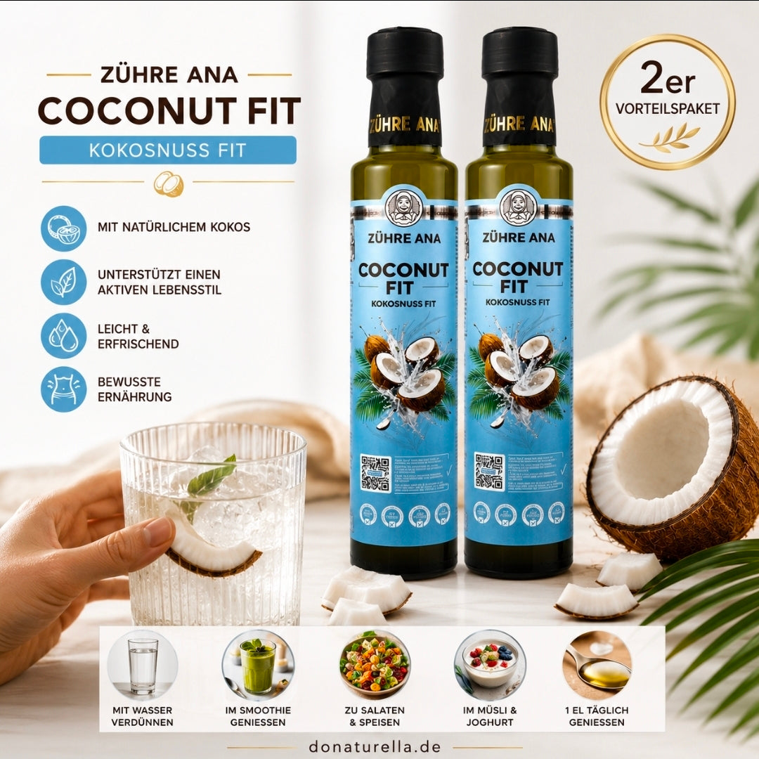 Coconut Fit 2er Vorteilspaket 2 × 250 ml – Premium Kokosnuss Fit | Natürlich fermentiert | Ohne Konservierungsstoffe | Zühre Ana