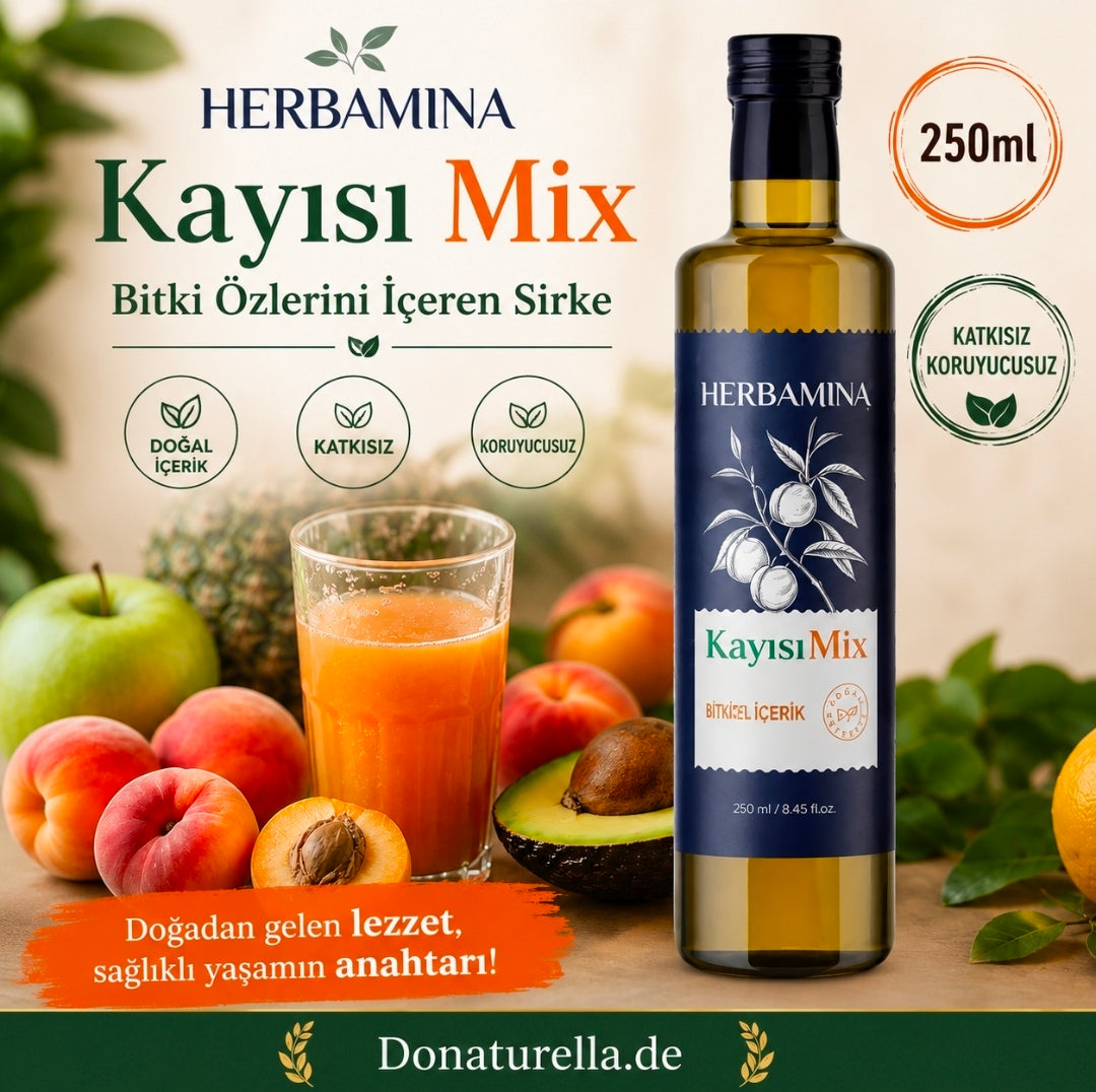 Herbamina Aprikosen Mix Essig 250 ml – Mit Pflanzenextrakten