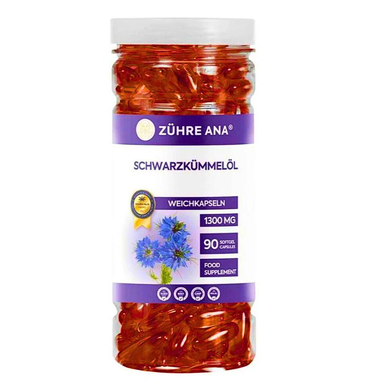 Zühre Ana Schwarzkümmelöl 1300 mg – 90 Softgel-Kapseln (117gr)