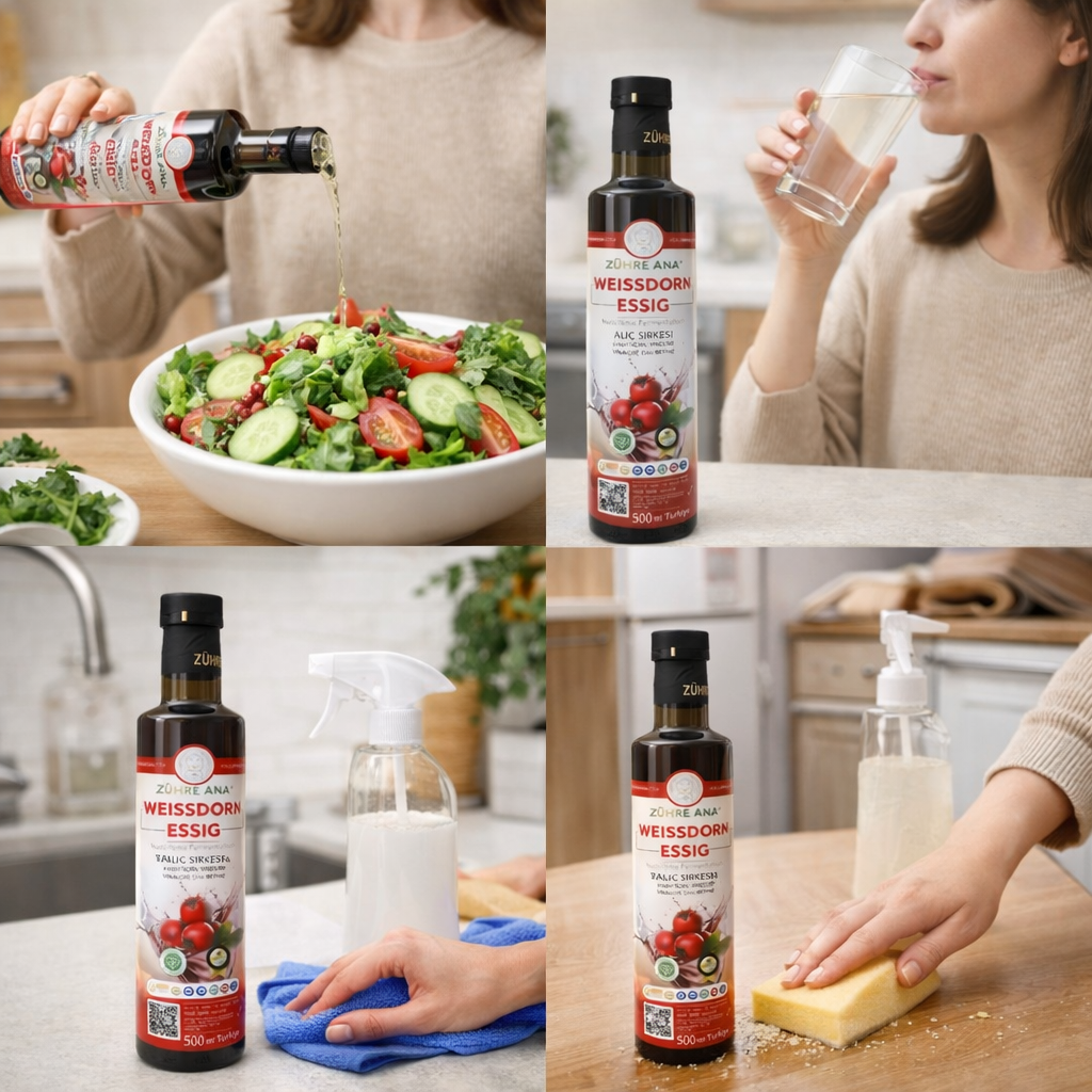 Zühre Ana Weißdorn Essig 500 ml – Natürlich fermentiert – Ohne Zusätze – Für Salat, Trinken & Haushalt
