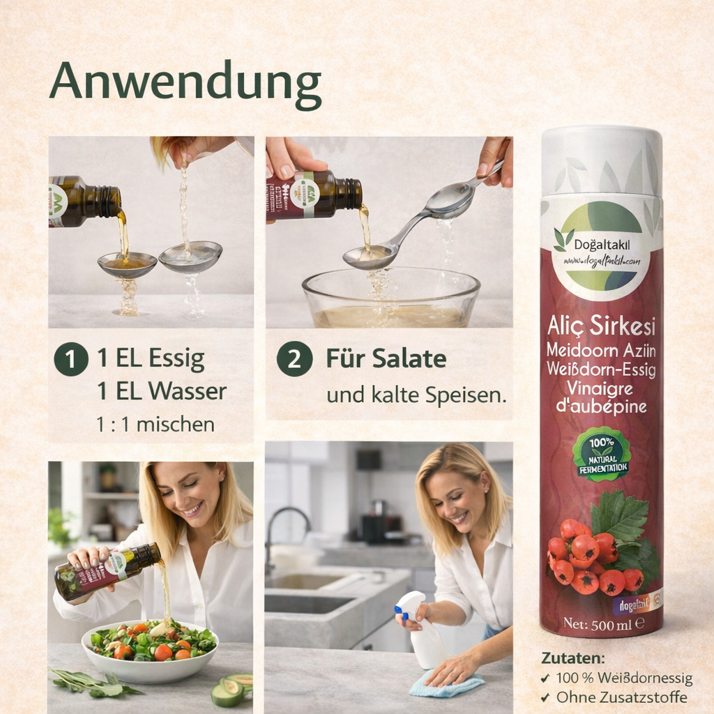 Weißdorn Essig 500 ml – Natürlich fermentiert – Ohne Zusatzstoffe – 100% Natürlich – Alıç Sirkesi