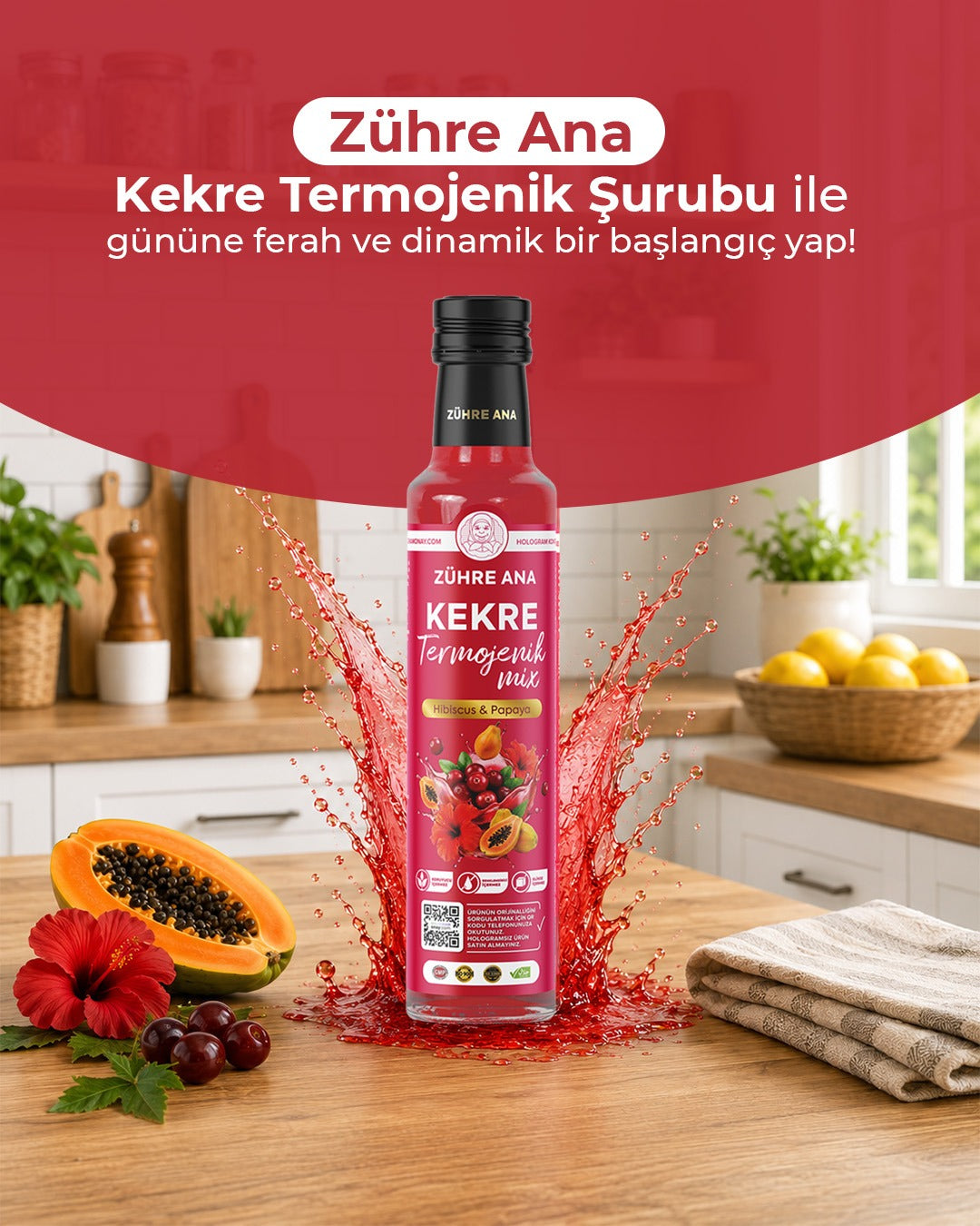 Zühre Ana Kekre Thermogenic Mix Sirup mit Hibiskus und Papaya 250 ml