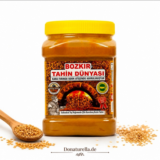 Bozkır Tahin – Traditionell über Holzfeuer zweifach geröstet – 100 % reine Sesampaste mit geschützter geografischer Angabe (g.g.A.)