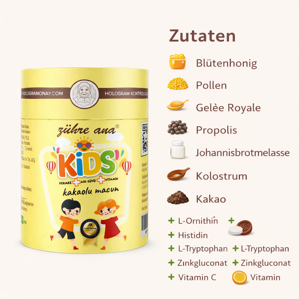 Zühre Ana Kids Kakaolu Macun – Natürlicher Honig-Macun für Kinder – 240 ml