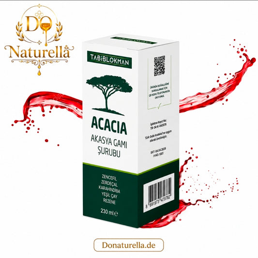 Acacia Kräutersirup 230 ml – Premium Sirup mit Akaziengummi, Ingwer, Kurkuma, Löwenzahn, Grüntee & Fenchel