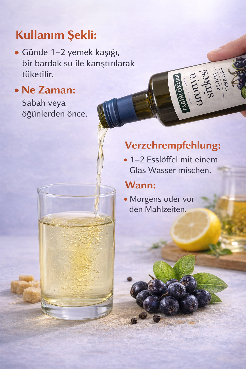 Aronia Essig (Natürlich fermentiert) – 500 ml
Aronya Sirkesi (Doğal Fermente) – 500 ml