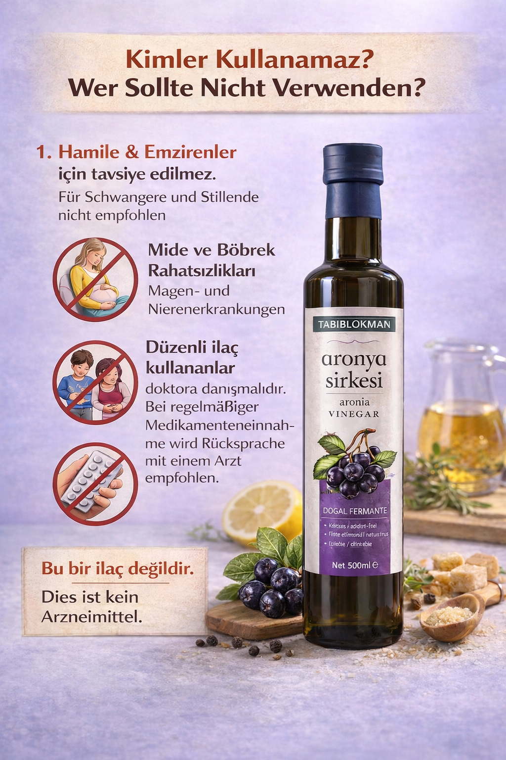 Aronia Essig (Natürlich fermentiert) – 500 ml
Aronya Sirkesi (Doğal Fermente) – 500 ml